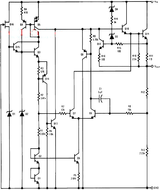 三端穩(wěn)壓管內(nèi)部電路圖